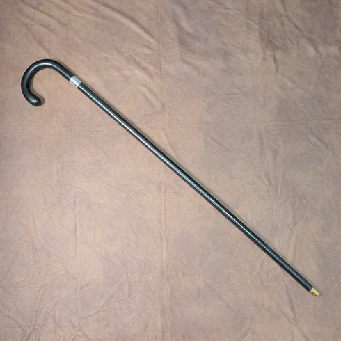 1927年 英国ヴィンテージ 黒軸 曲がりハンドル 純銀装飾 ステッキ 杖 88cm J Howell&Co