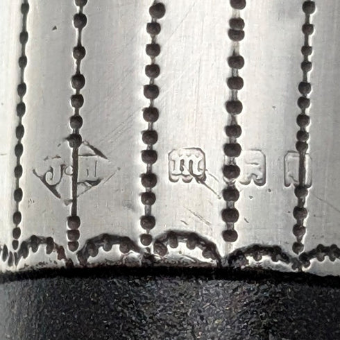 1927年 英国ヴィンテージ 黒軸 曲がりハンドル 純銀装飾 ステッキ 杖 88cm J Howell&Co