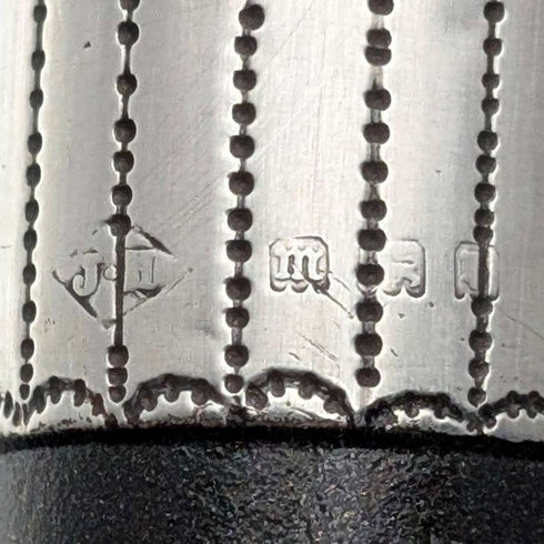 1927年 英国ヴィンテージ 黒軸 曲がりハンドル 純銀装飾 ステッキ 杖 88cm J Howell&Co