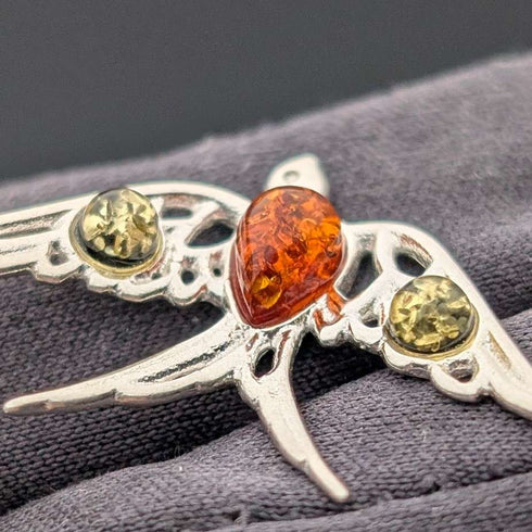 Circa 1900 British antique sterling silver Albert chain, 49g, sterling silver swallow fob