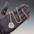 Circa 1900 British antique sterling silver Albert chain, 42g, enamel decoration, sterling silver medal fob