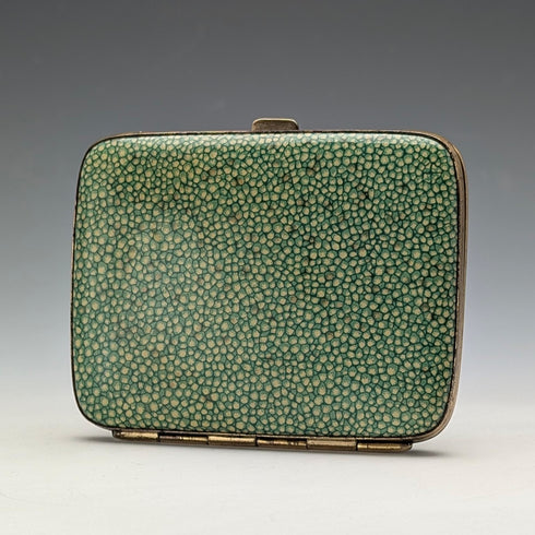 復古綠色珍珠魚鍍金煙盒