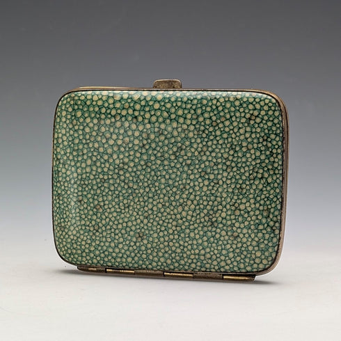 復古綠色珍珠魚鍍金煙盒