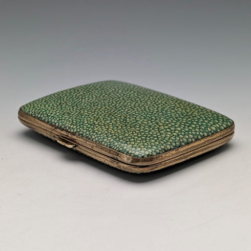 復古綠色珍珠魚鍍金煙盒