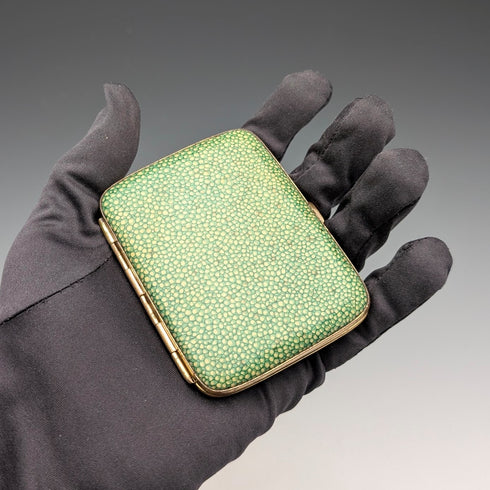 復古綠色珍珠魚鍍金煙盒