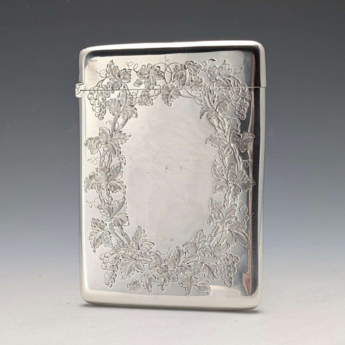 1883 British antique sterling silver card case 75g William Summers