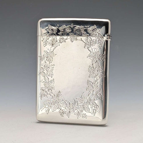 1883 British antique sterling silver card case 75g William Summers