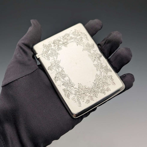 1883 British antique sterling silver card case 75g William Summers