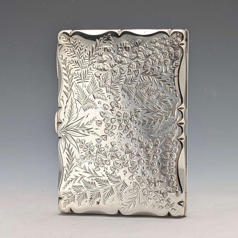 1906 British antique sterling silver double door card case, 84g, Hilliard & Thomason