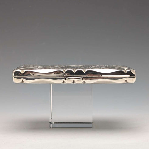1906 British antique sterling silver double door card case, 84g, Hilliard & Thomason