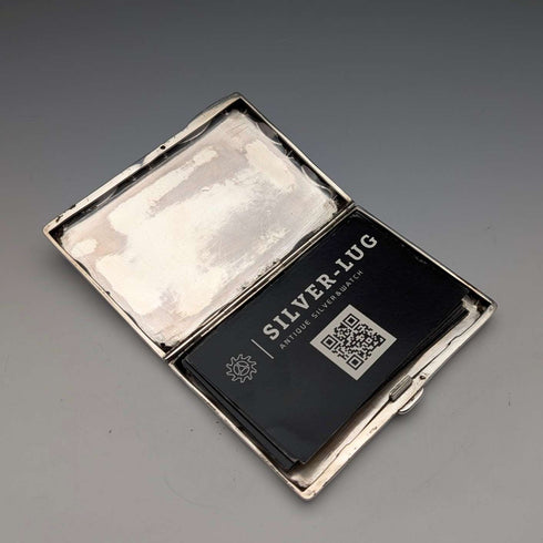 1906 British antique sterling silver double door card case, 84g, Hilliard & Thomason