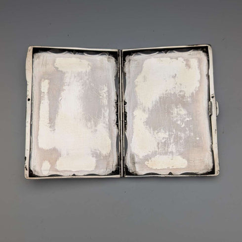 1906 British antique sterling silver double door card case, 84g, Hilliard & Thomason