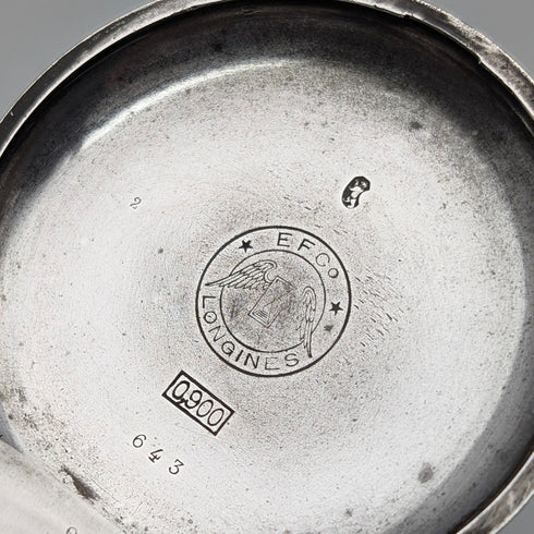 1904年頃 アンティーク ロンジン 懐中時計 アール・ヌーヴォー彫刻 銀側ハンターケース 動作良好