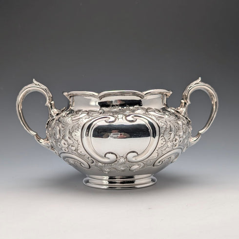 1891 British antique sterling silver large sugar bowl 395g Walter & John Barnard