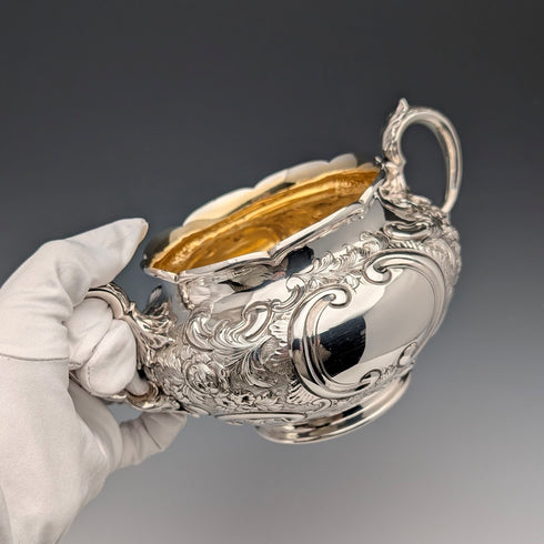 1891 British antique sterling silver large sugar bowl 395g Walter & John Barnard