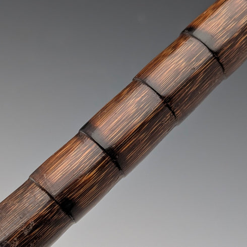 1906 年英國古董棕色手柄 L 型手柄純銀裝飾手杖 92 公分 Thomas Davis