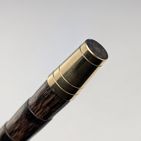 1906 年英國古董棕色手柄 L 型手柄純銀裝飾手杖 92 公分 Thomas Davis