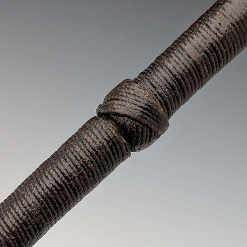 Antique British bone fist-shaped round handle walking stick, 85cm