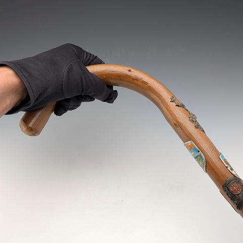 復古歐洲旅遊手杖 棕褐色桿 95 厘米