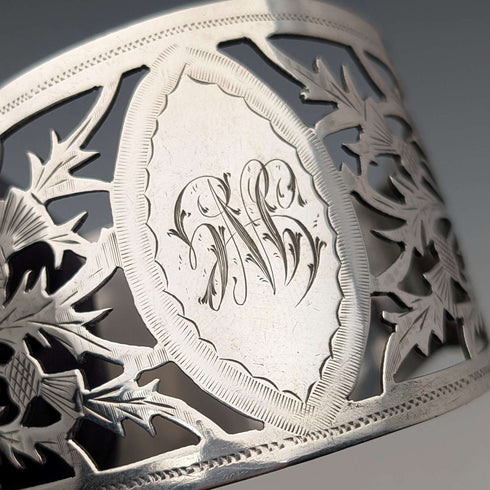 1912 British antique sterling silver D-shaped napkin rings, pair, 56g, Fenton Brothers