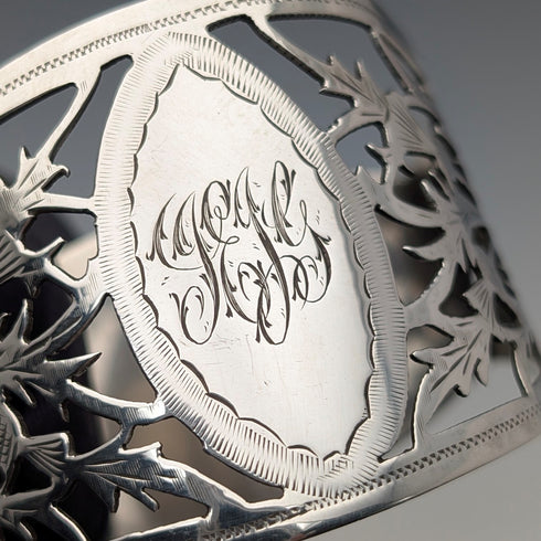 1912年 英国アンティーク 純銀製 D型ナプキンリング ペア 56g Fenton Brothers