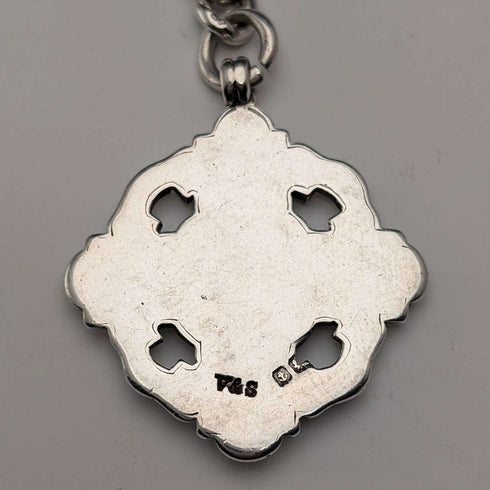 Circa 1890 British antique sterling silver Albert chain, 65g sterling silver medal fob