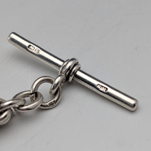 約 1890 年英國古董純銀阿爾伯特鏈,65 克純銀獎章錶鏈