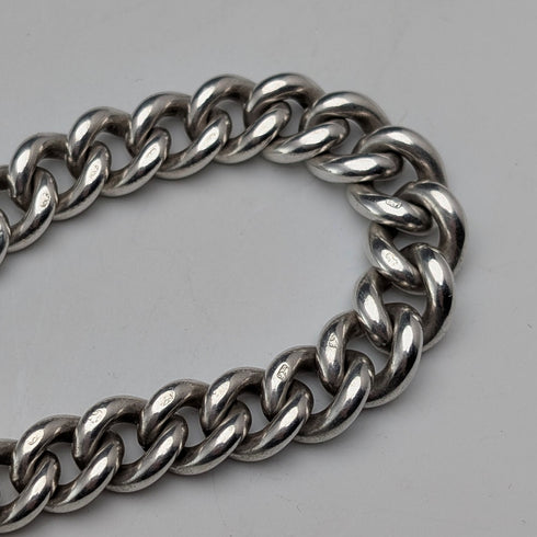 約 1890 年英國古董純銀阿爾伯特鏈,65 克純銀獎章錶鏈