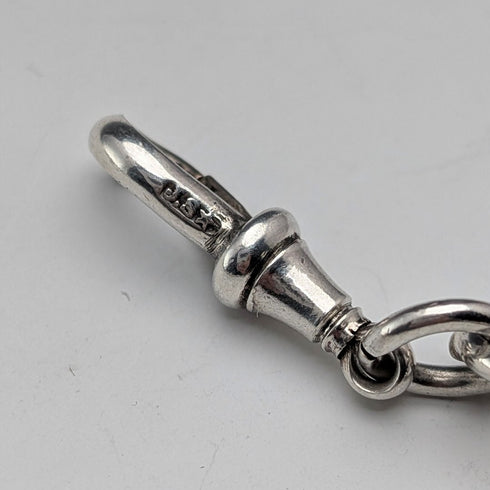 Circa 1900 British antique sterling silver Albert chain, 52g, sterling silver medal fob