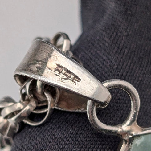 ヴィンテージ グリーンアマゾナイト&純銀 ペンダント 純銀ネックレス付き