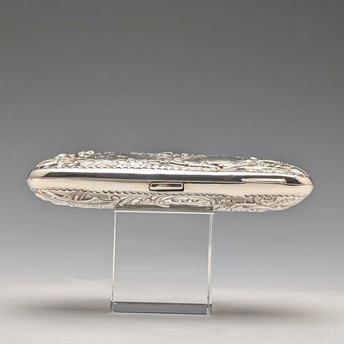 1899 年英國古董純銀煙盒,精美浮雕裝飾,102 克,亨利馬修斯