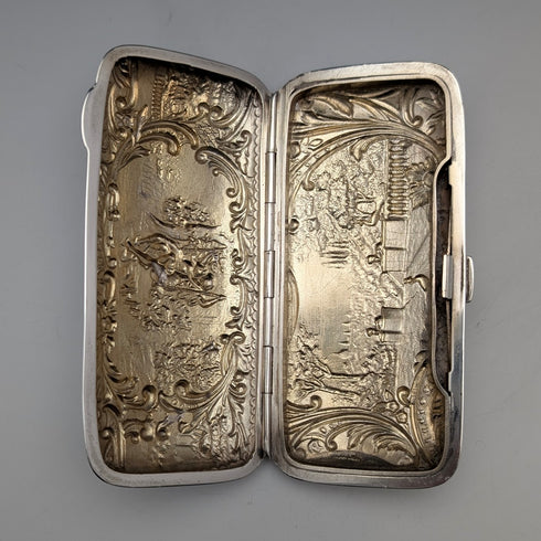1899 年英國古董純銀煙盒,精美浮雕裝飾,102 克,亨利馬修斯