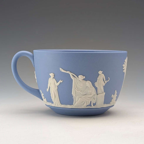 Vintage British Wedgwood Jasperware cup and saucer in pale blue