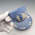 Vintage British Wedgwood Jasperware cup and saucer in pale blue