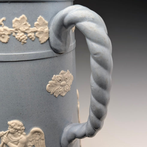 英国ヴィンテージ ジャスパーウェア製 コーヒーポット ペールブルー