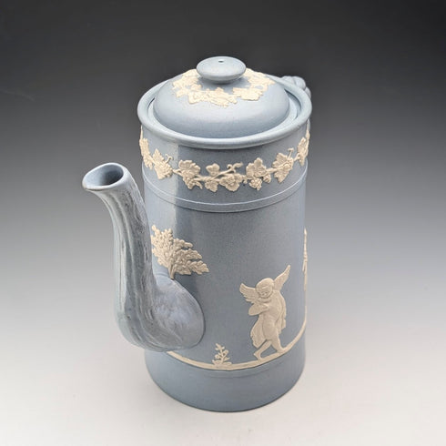 英国ヴィンテージ ジャスパーウェア製 コーヒーポット ペールブルー