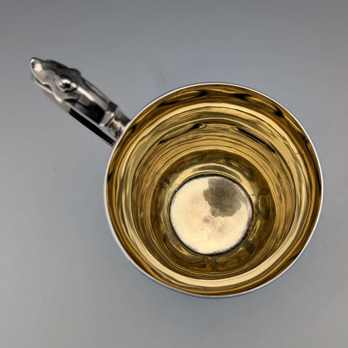 1855 British antique sterling silver mug 139g Henry Wilkinson
