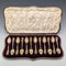 1900 British antique gold plated sterling silver tea spoons set of 12, total 218g, case included, George Bedingham