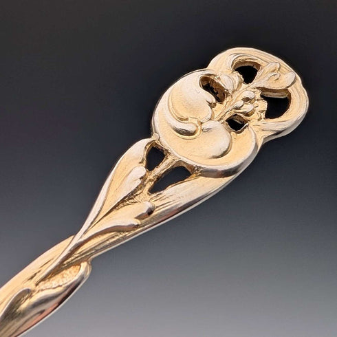 1900 British antique gold plated sterling silver tea spoons set of 12, total 218g, case included, George Bedingham