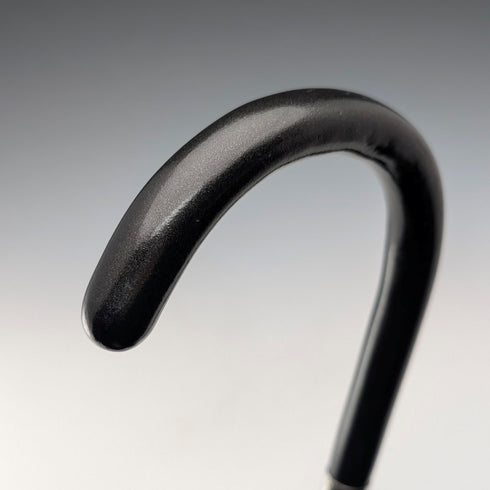 1933年 英国ヴィンテージ 黒軸 曲がりハンドル 純銀装飾 軽量ステッキ 杖 94cm M&T Ltd