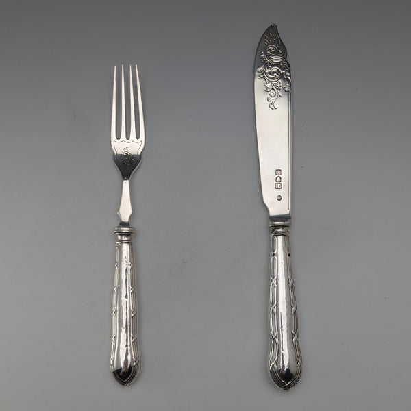 Circa 1905 British antique pure silver cutlery pair, total weight 71g, William Hutton