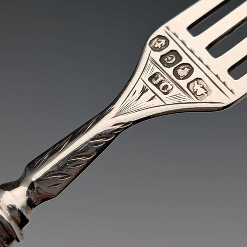 Circa 1851 British antique pure silver christening cutlery, total weight 34g, James Collins