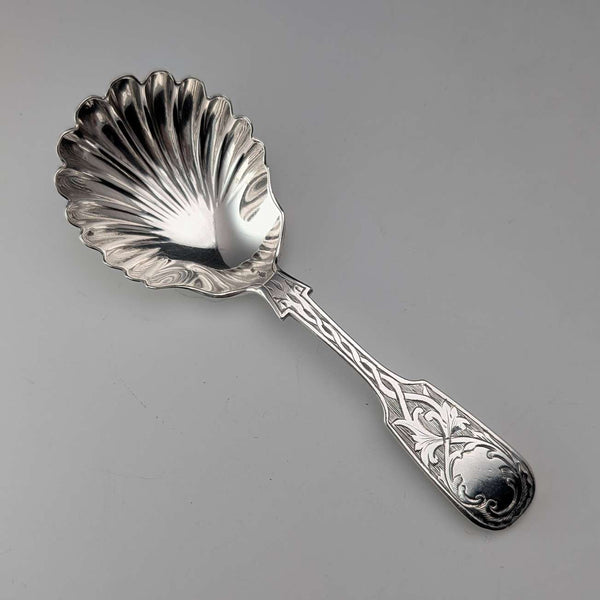 1873 British antique sterling silver tea caddy spoon 20.7g Josiah Williams
