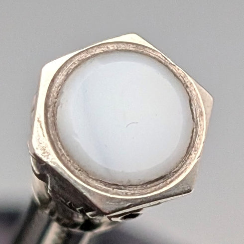 約 1910 年古董銀質推拉鉛筆 54-71 毫米白色石頭