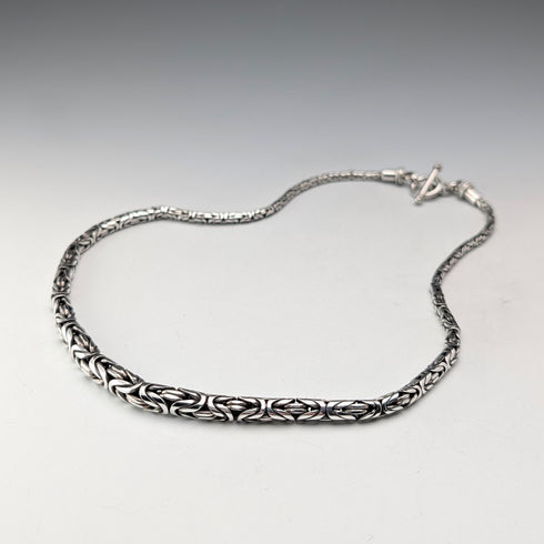 British sterling silver Byzantine chain necklace 54g DK