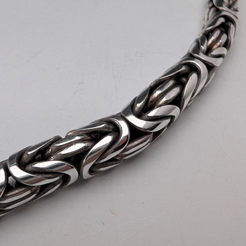British sterling silver Byzantine chain necklace 54g DK