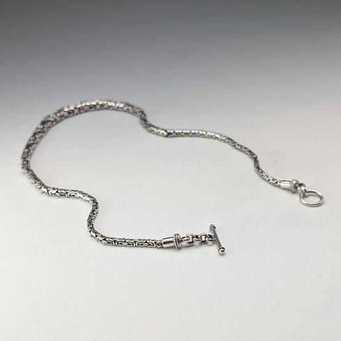 British sterling silver Byzantine chain necklace 54g DK
