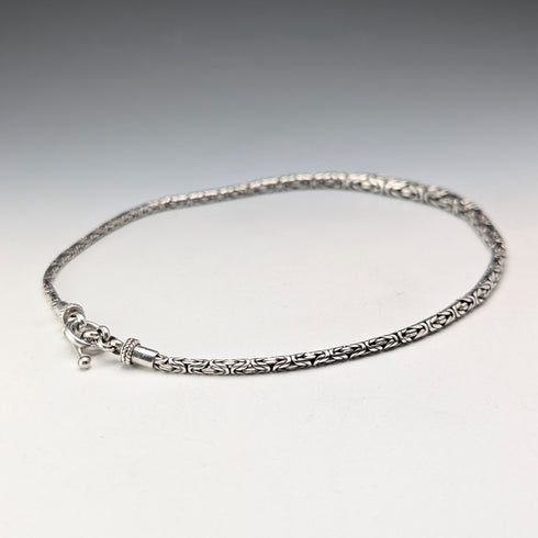 British sterling silver Byzantine chain necklace 54g DK