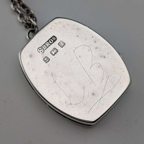 1908년 영국 앤틱 순은제 꽃 장식 로켓 펜던트, 순은 목걸이 포함, 총 7.8g, Sheldon Brothers