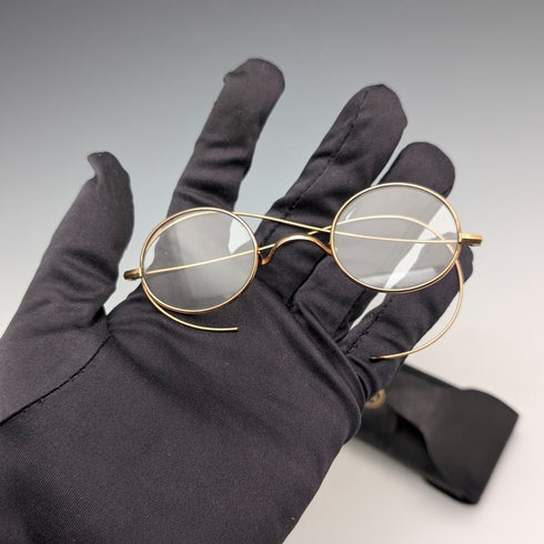 Antique British gold plated small glasses, Steward & Co, with case